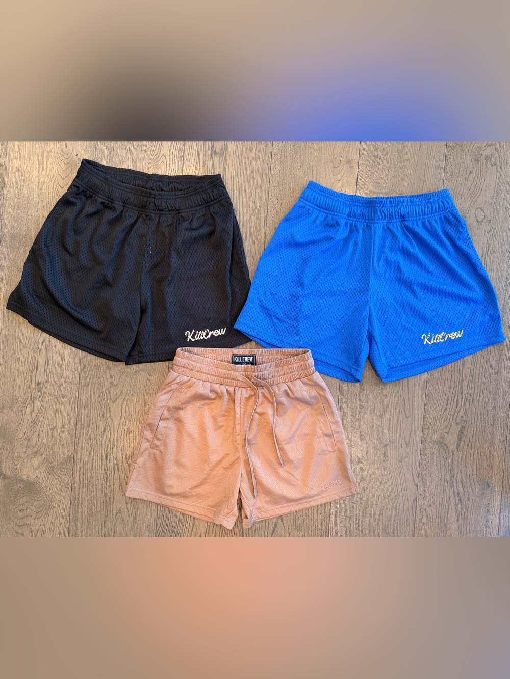Kill Crew unisex Mesh Shorts - Black, Royal Blue, Tan